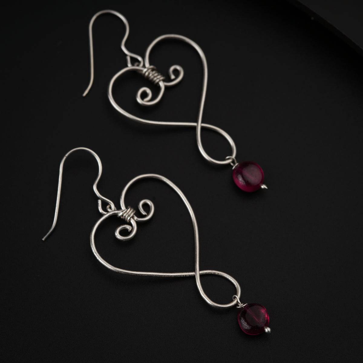 Silver wire Earring with Ruby