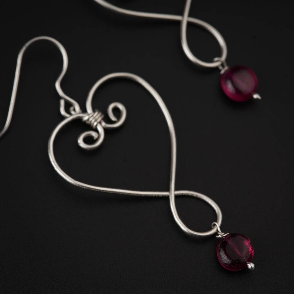 Silver wire Earring with Ruby