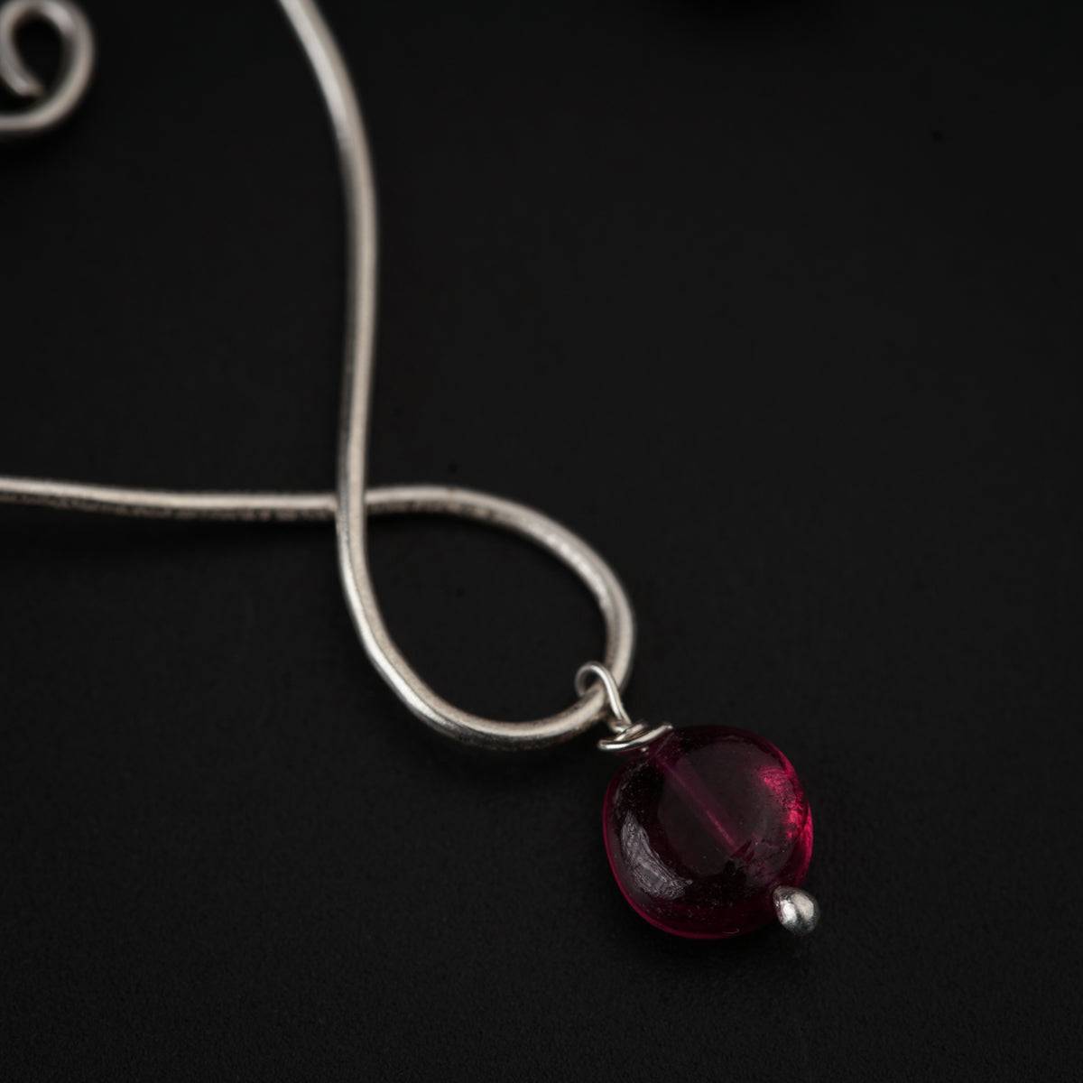 Silver wire Earring with Ruby