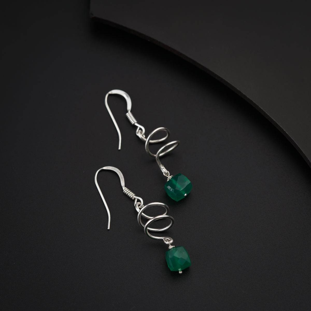 Green Onyx Silver Wire Earring