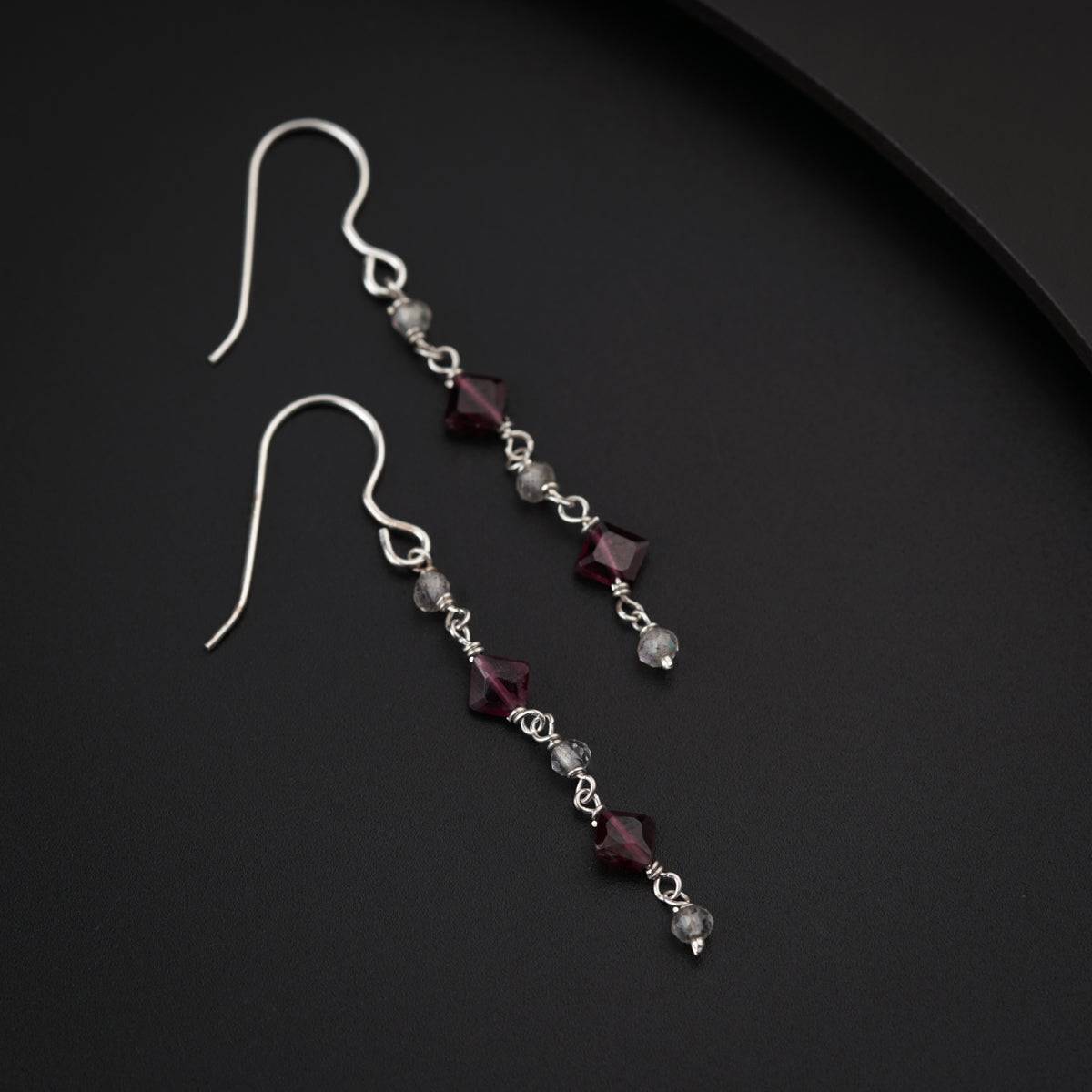 Semi Precious Stones Silver Earring