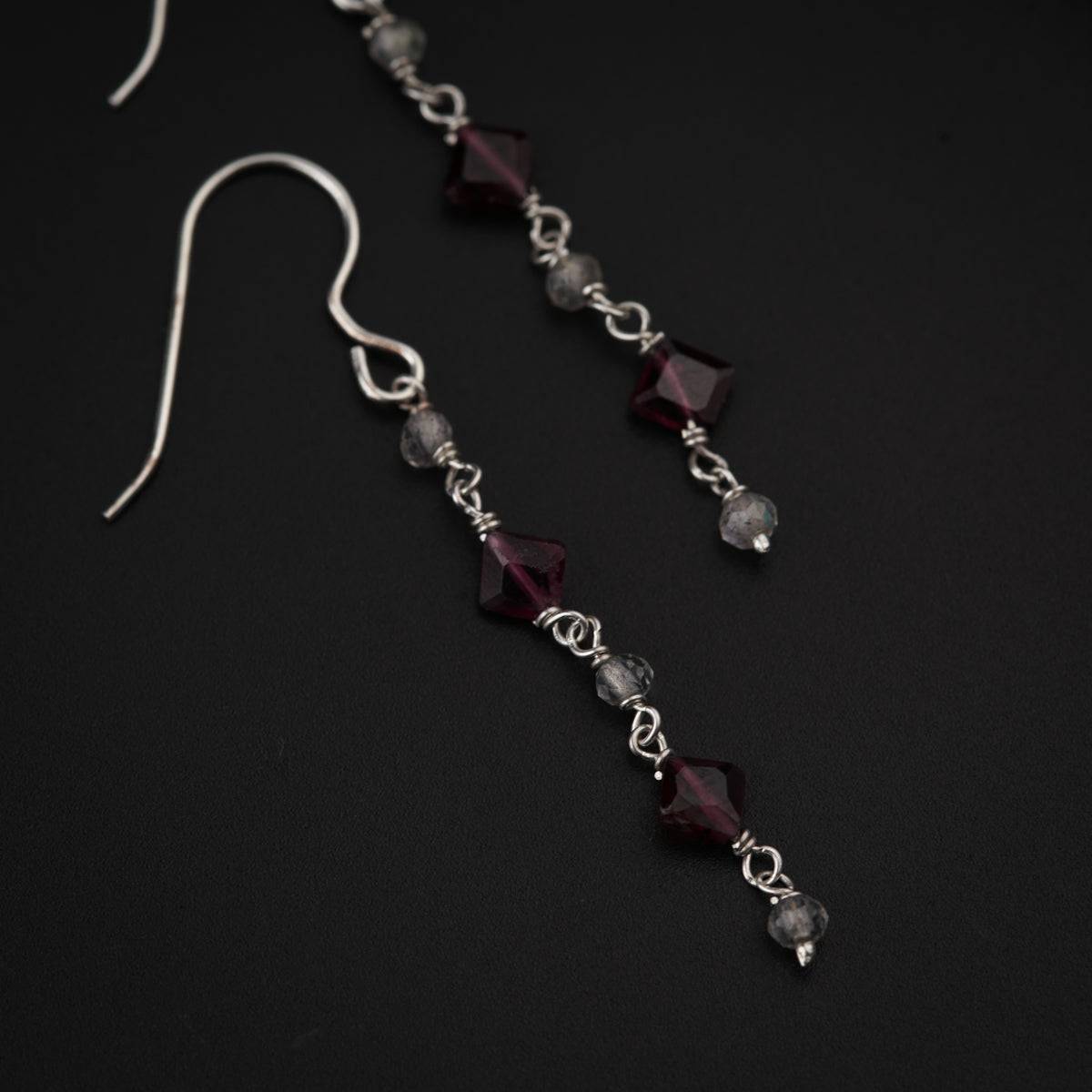 Semi Precious Stones Silver Earring