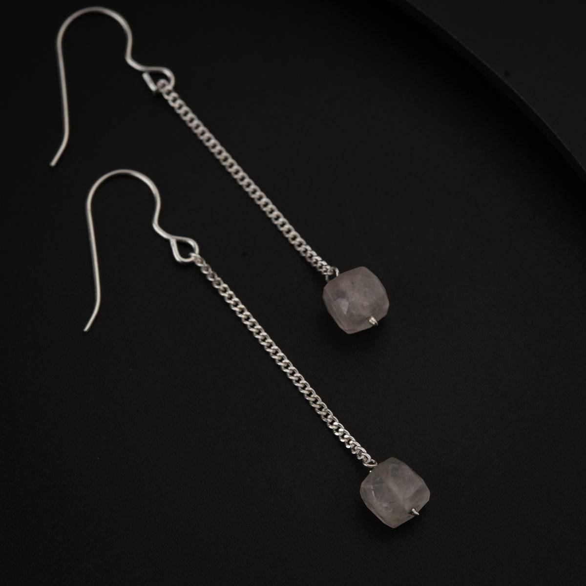 Smokey Quartz Drop Silver Earring