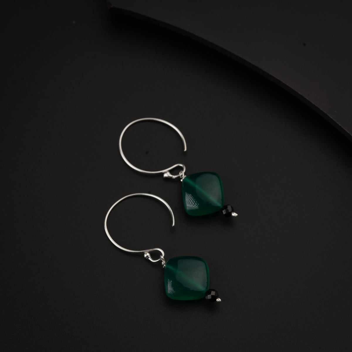 Green Onyx Silver Earring