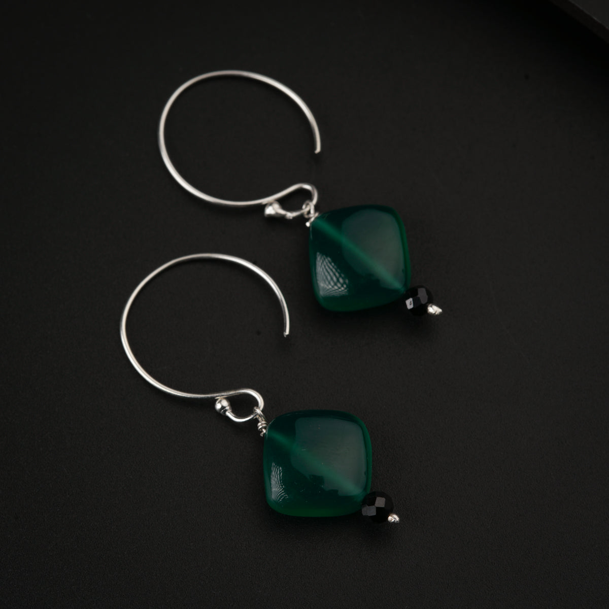 Green Onyx Silver Earring