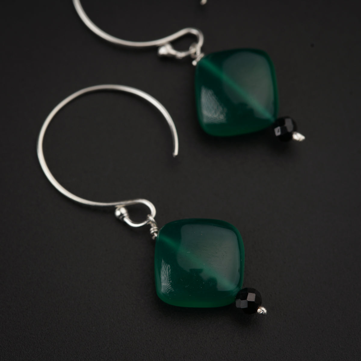 Green Onyx Silver Earring