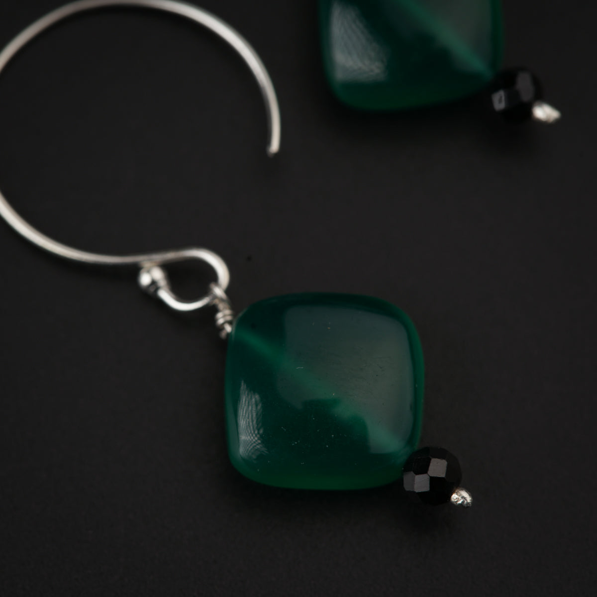 Green Onyx Silver Earring