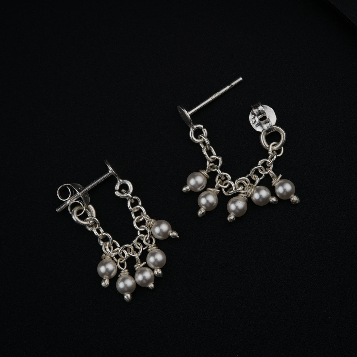 Buy TRIBE AMRAPALI Sterling Silver Pearl Trillion Drop Front Back Earrings  | Shoppers Stop