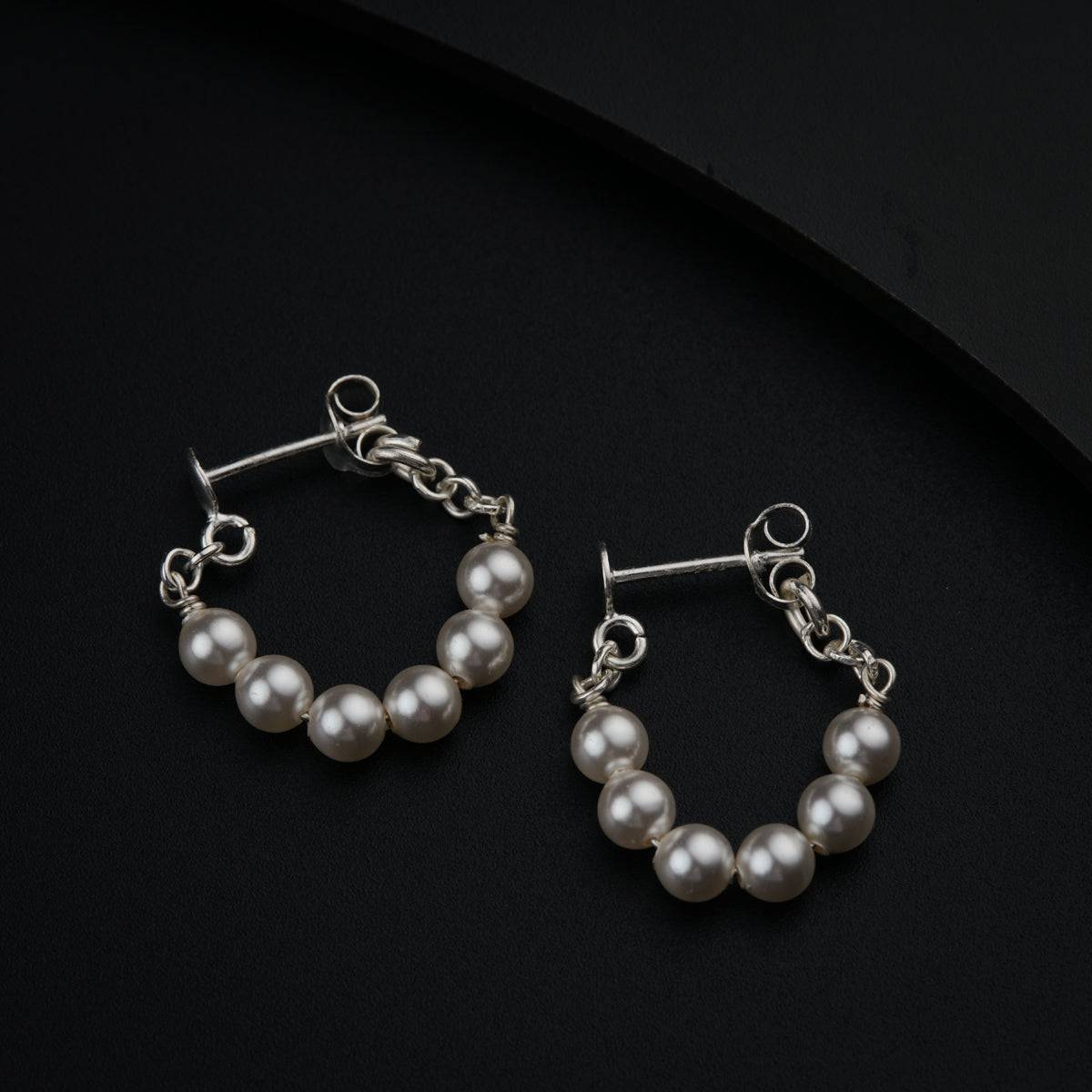 Sterling Silver Floral Shpae Pearl Earrings  Silver Palace