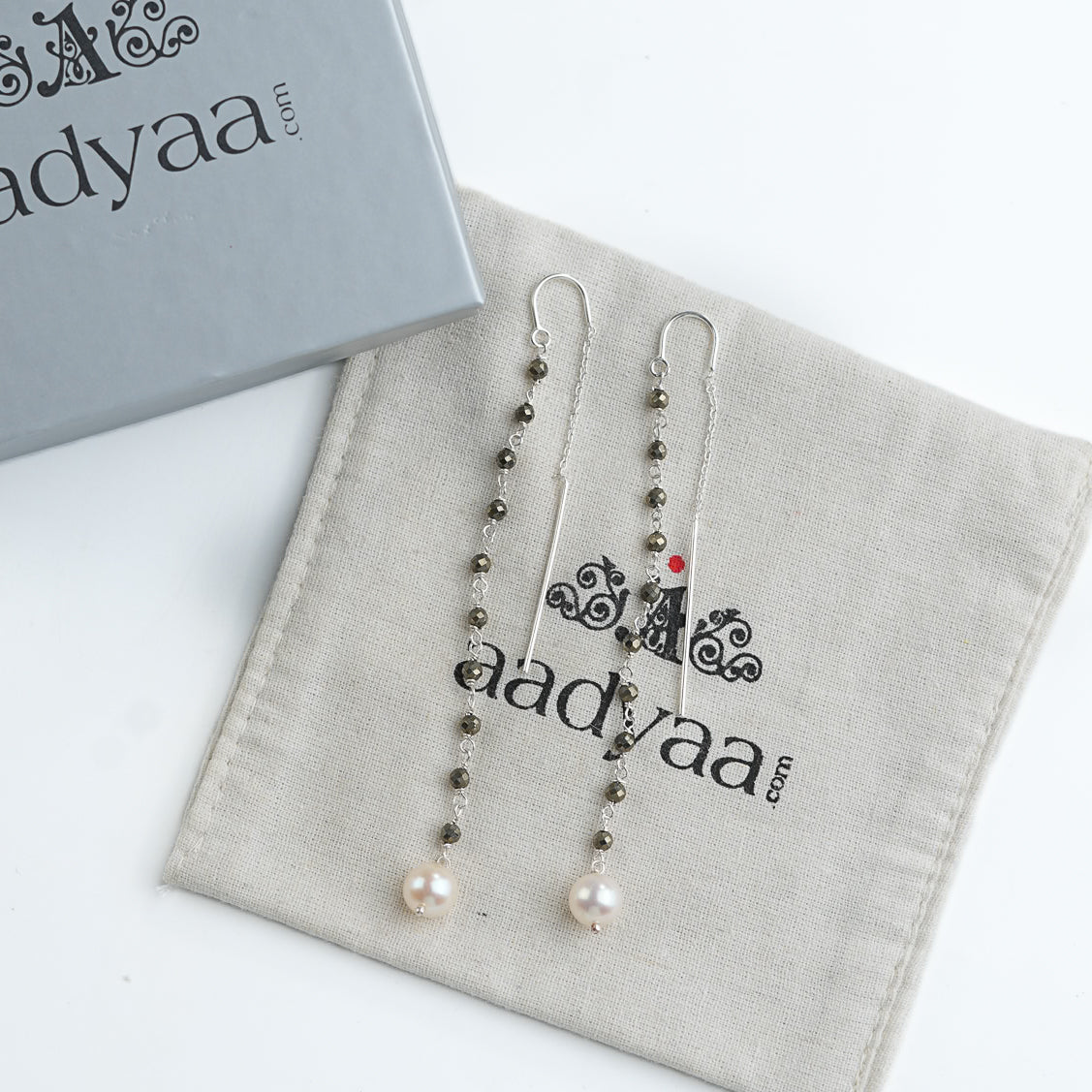 Pyrite & Pearl Ganthan Sui Dhaga Earrings (Project Handmade)
