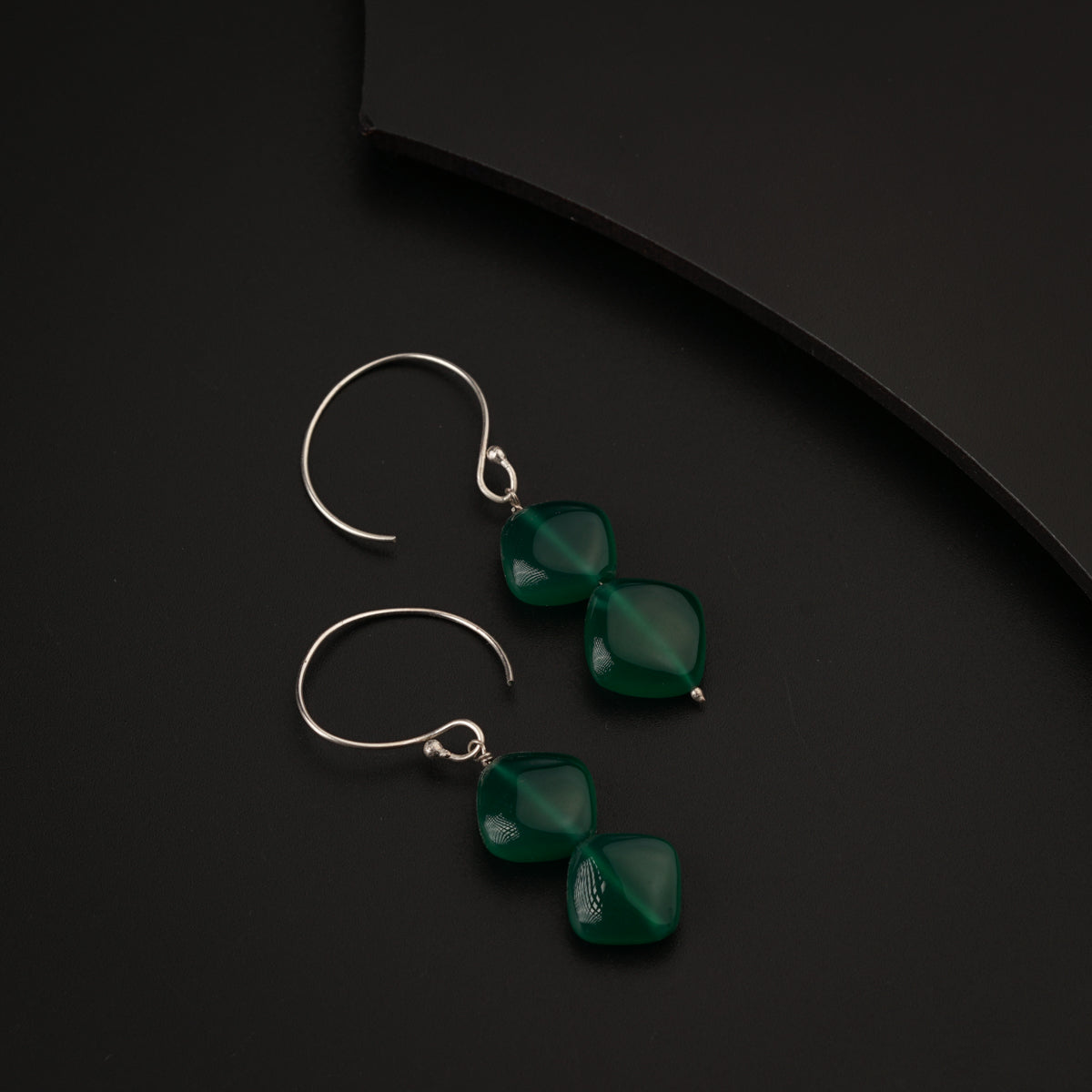 Green Onyx Silver Earring