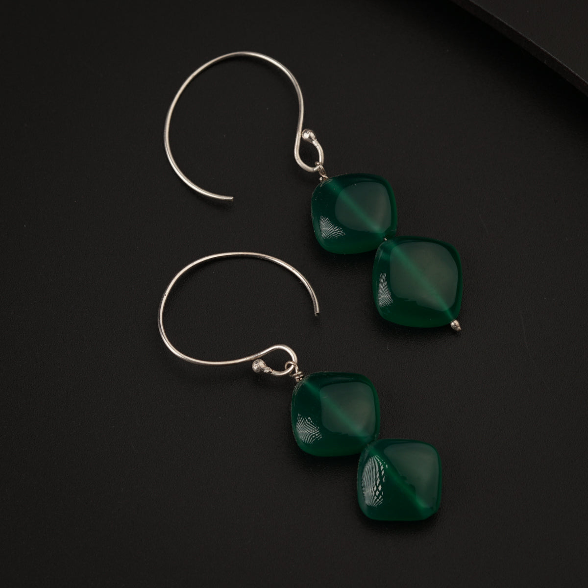 Green Onyx Silver Earring