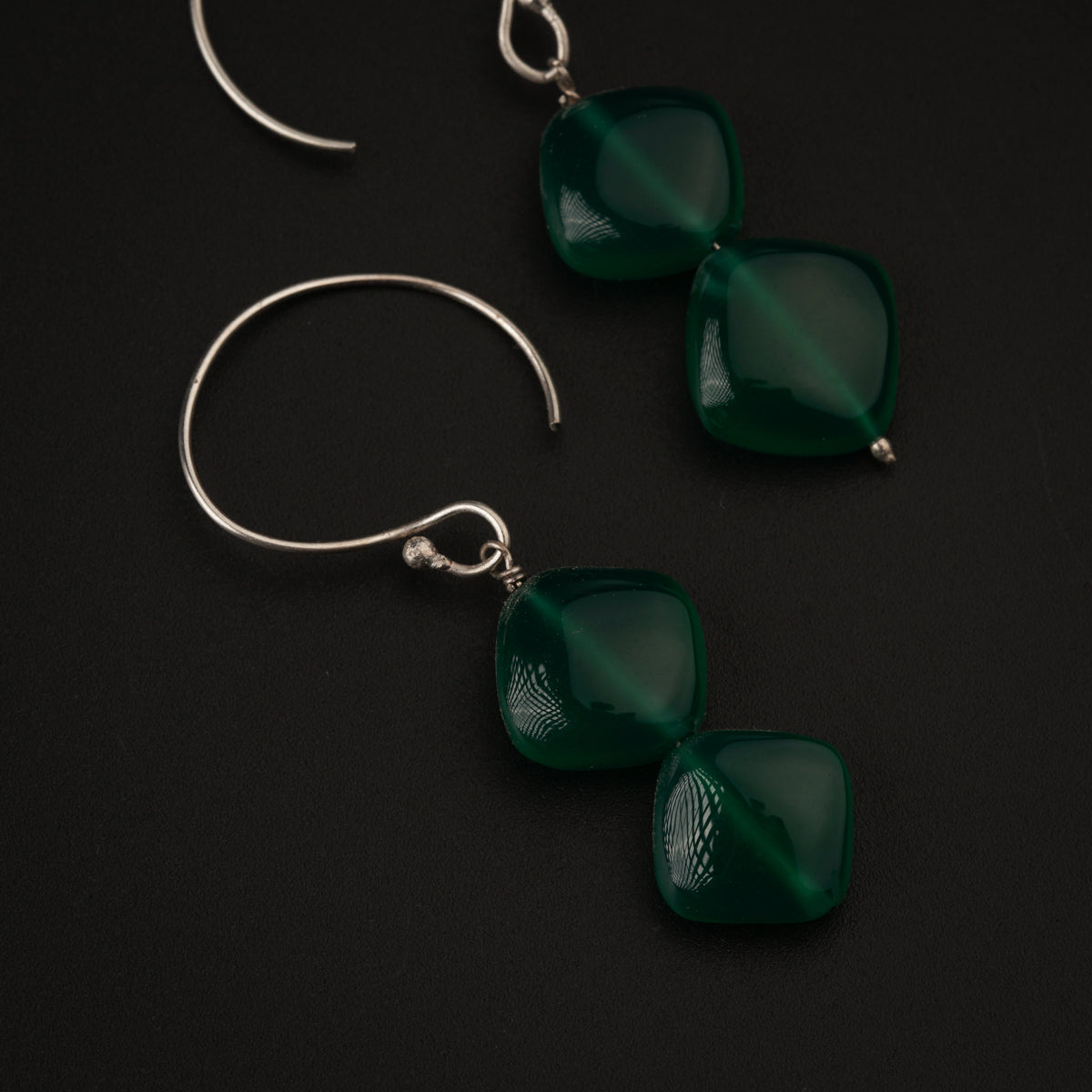 Green Onyx Silver Earring