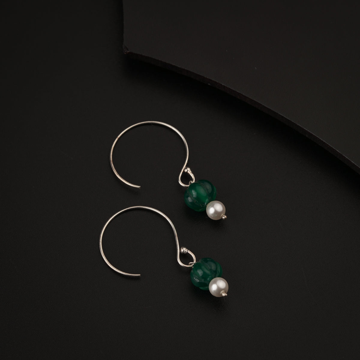 Green Onyx Silver Earring