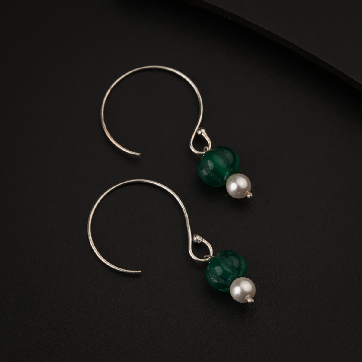 Green Onyx Silver Earring