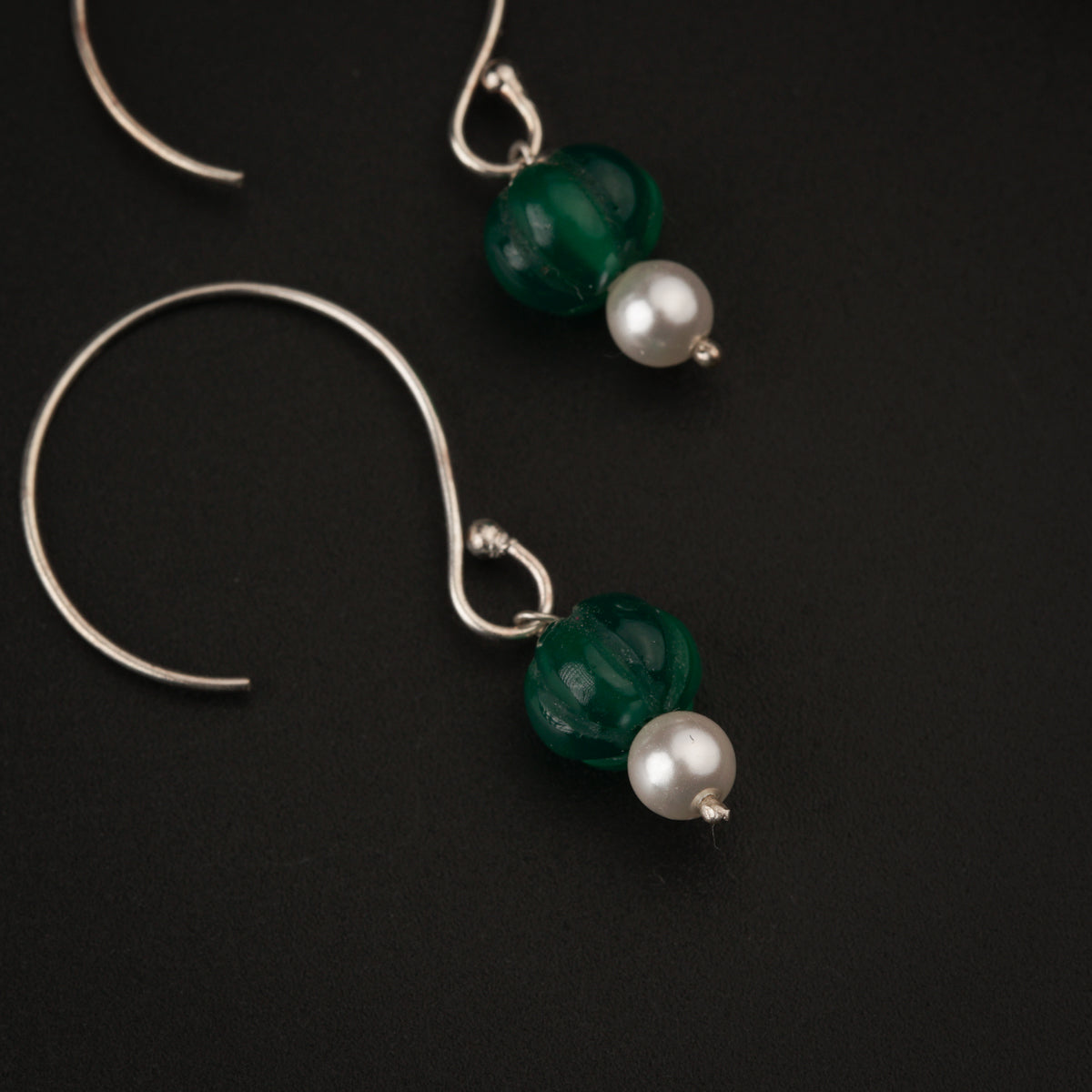 Green Onyx Silver Earring