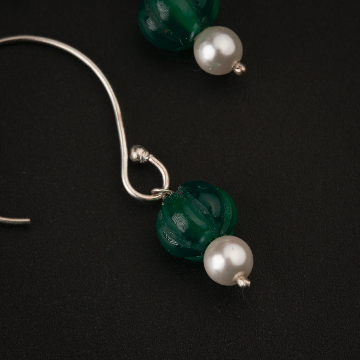 Green Onyx Silver Earring