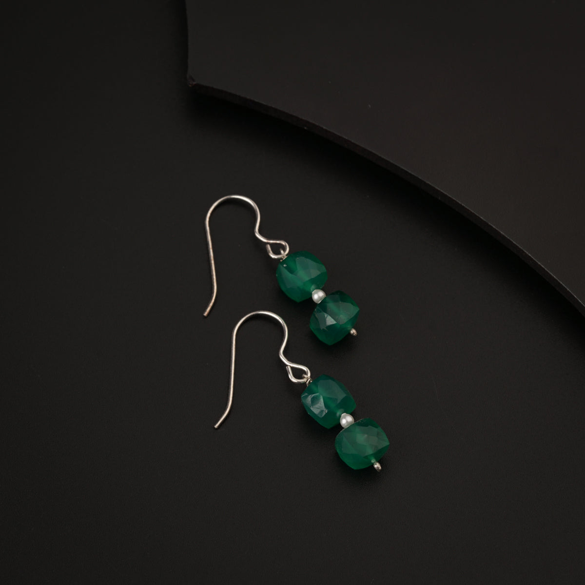 Green Onyx Silver Earring