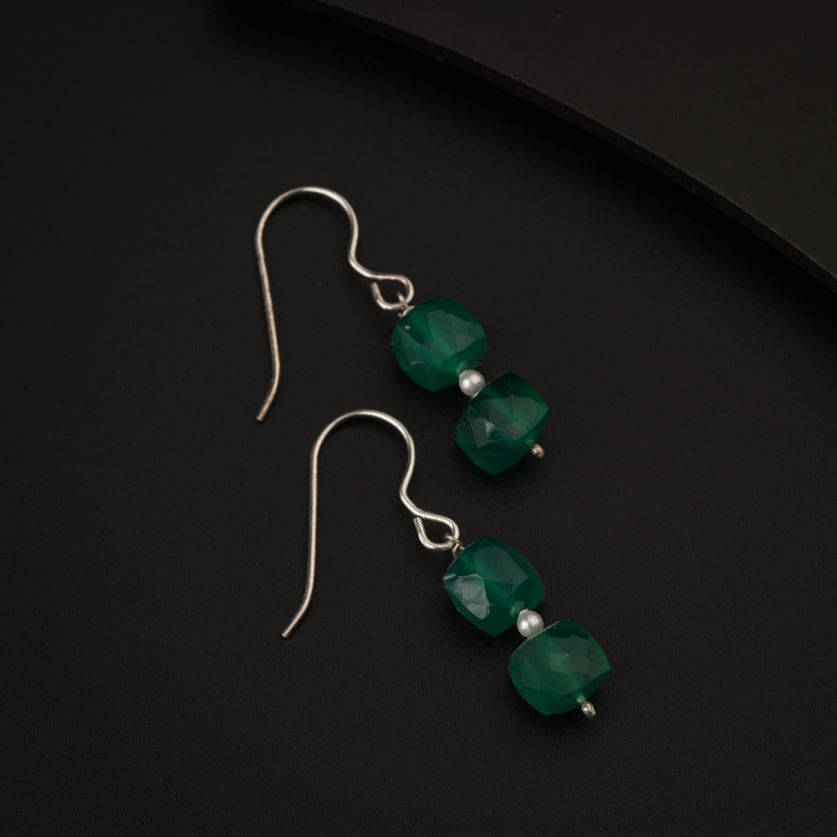 Green Onyx Silver Earring