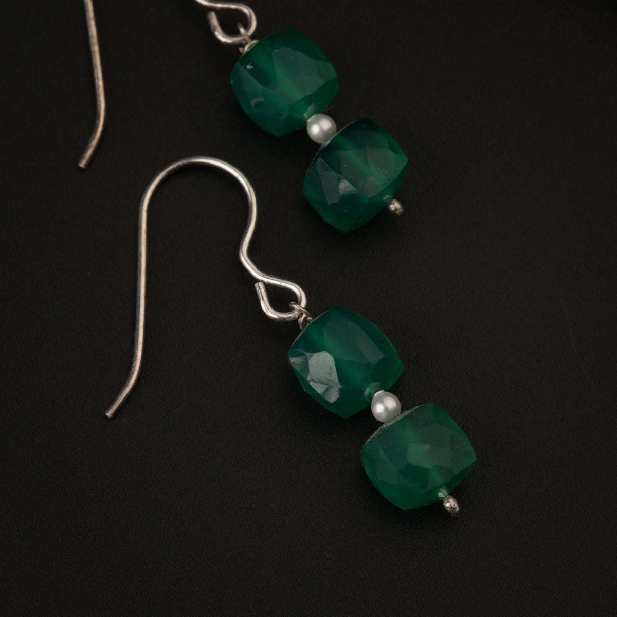 Green Onyx Silver Earring