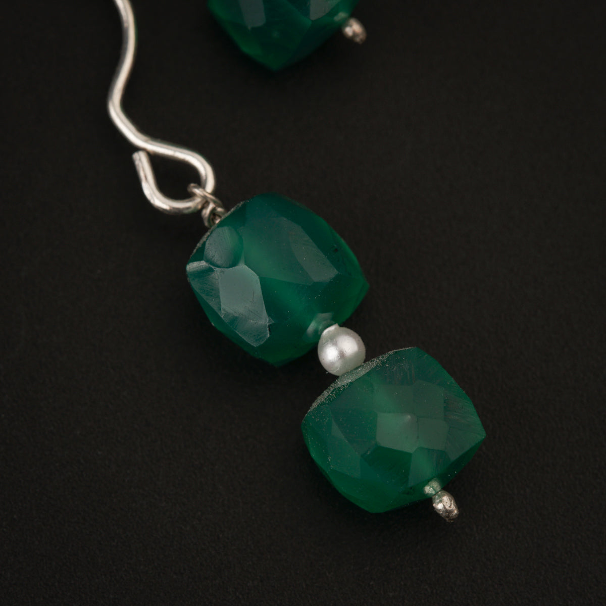 Green Onyx Silver Earring