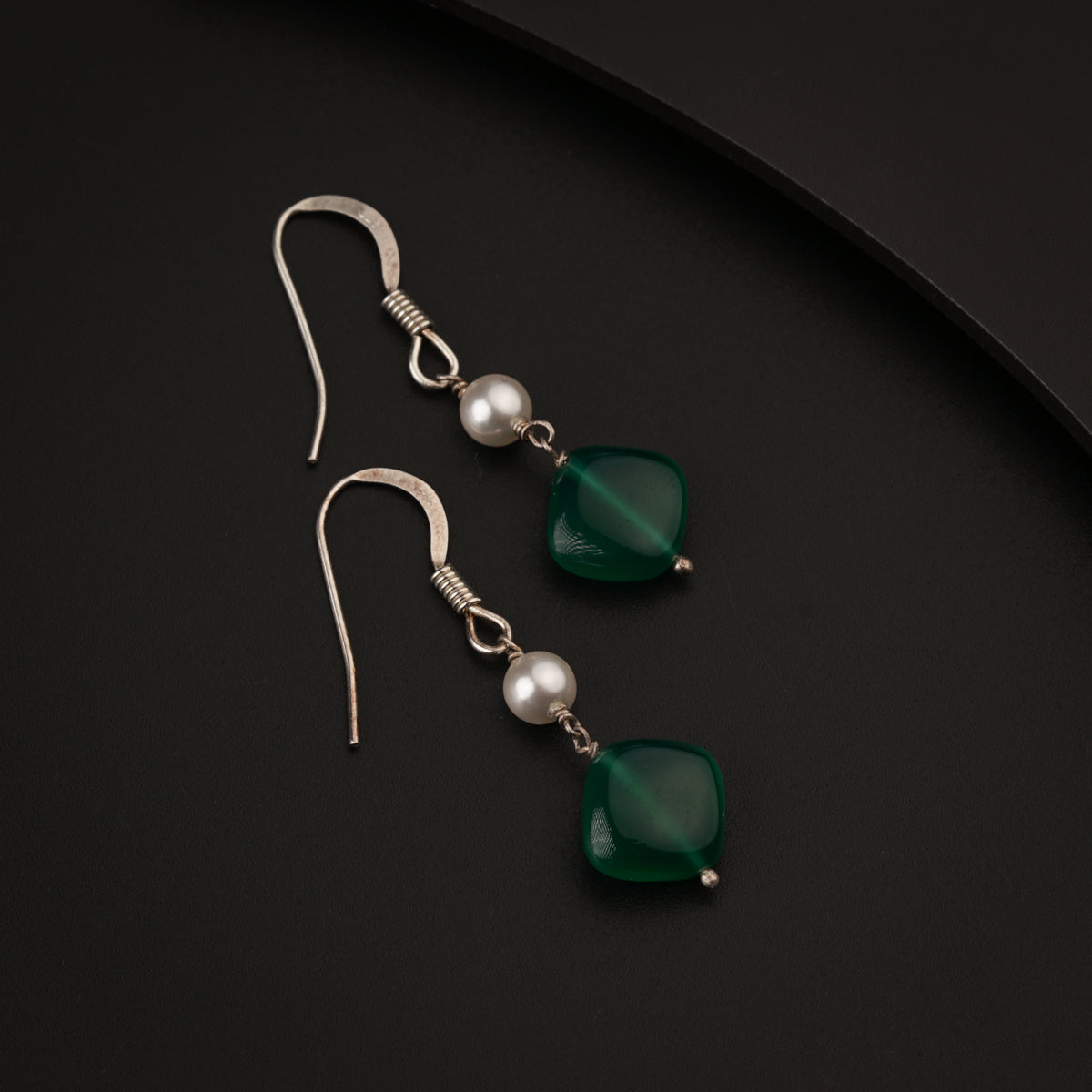 Green Onyx Silver Earring