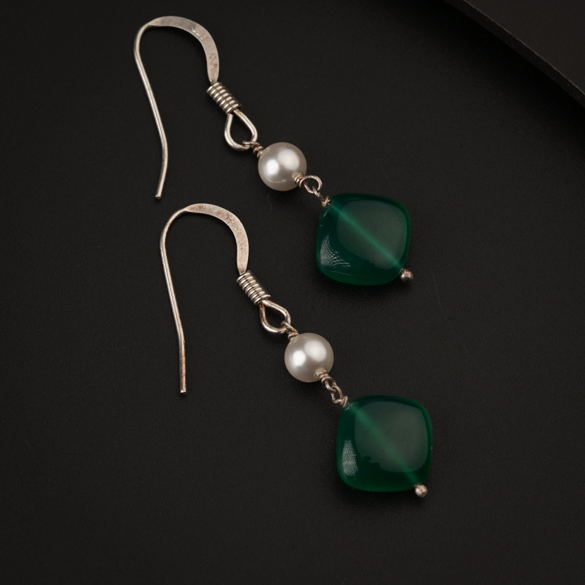 Green Onyx Silver Earring