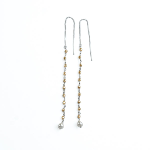 Golden & Freshwater Pearl Ganthan Sui Dhaga Earrings (Project Handmade)