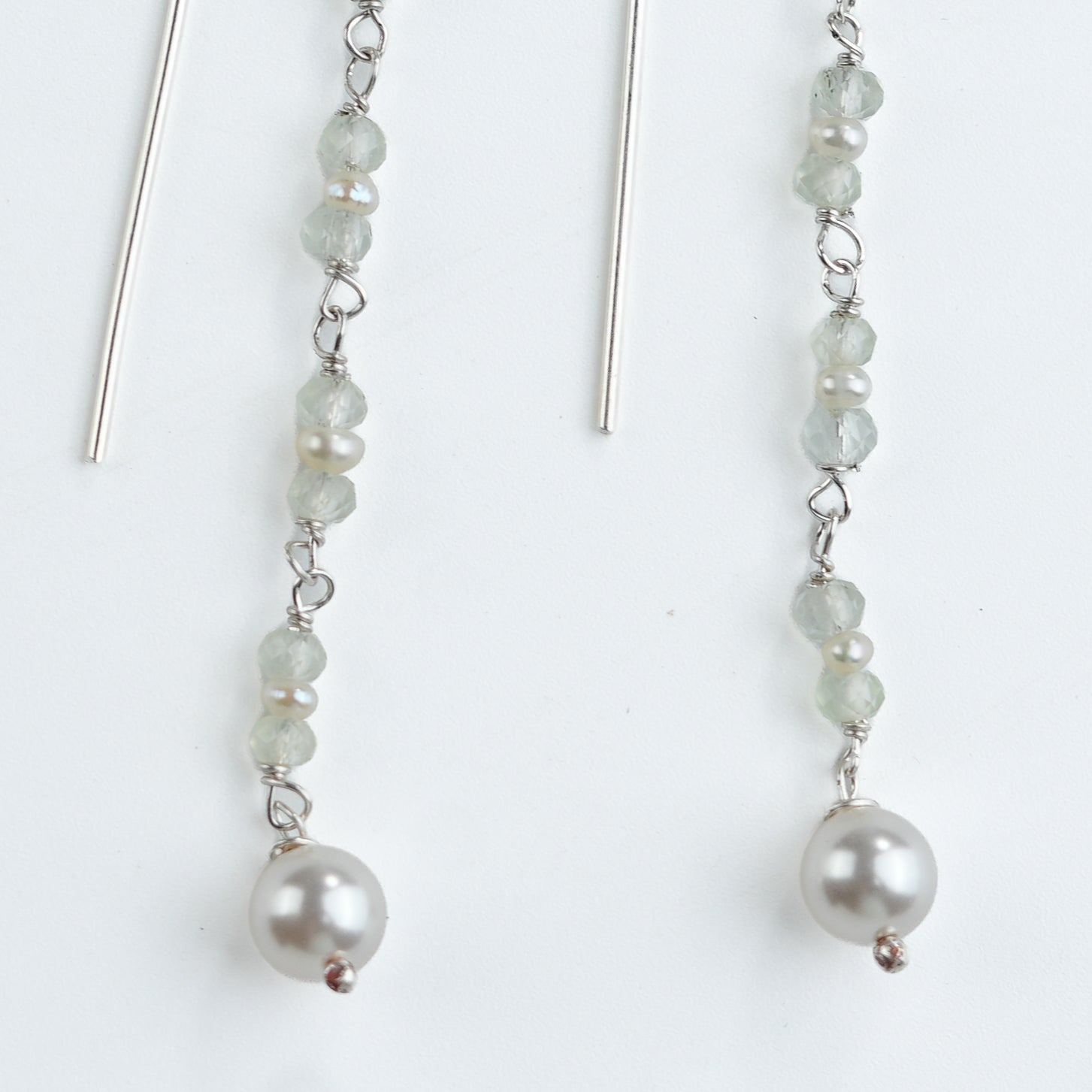 Peridot & Pearl Ganthan Sui Dhaga Earrings (Project Handmade)