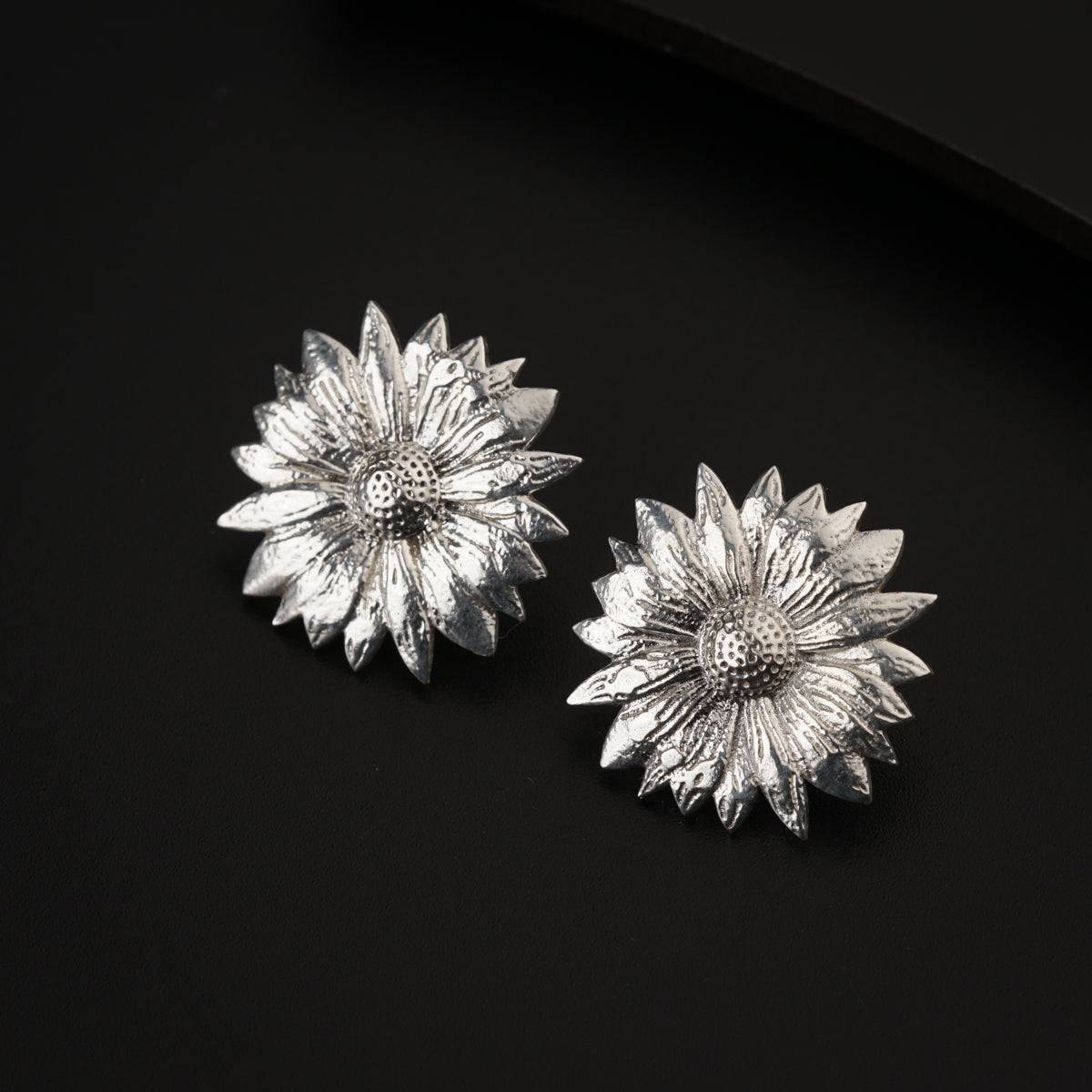 Silver Sunflower Earring