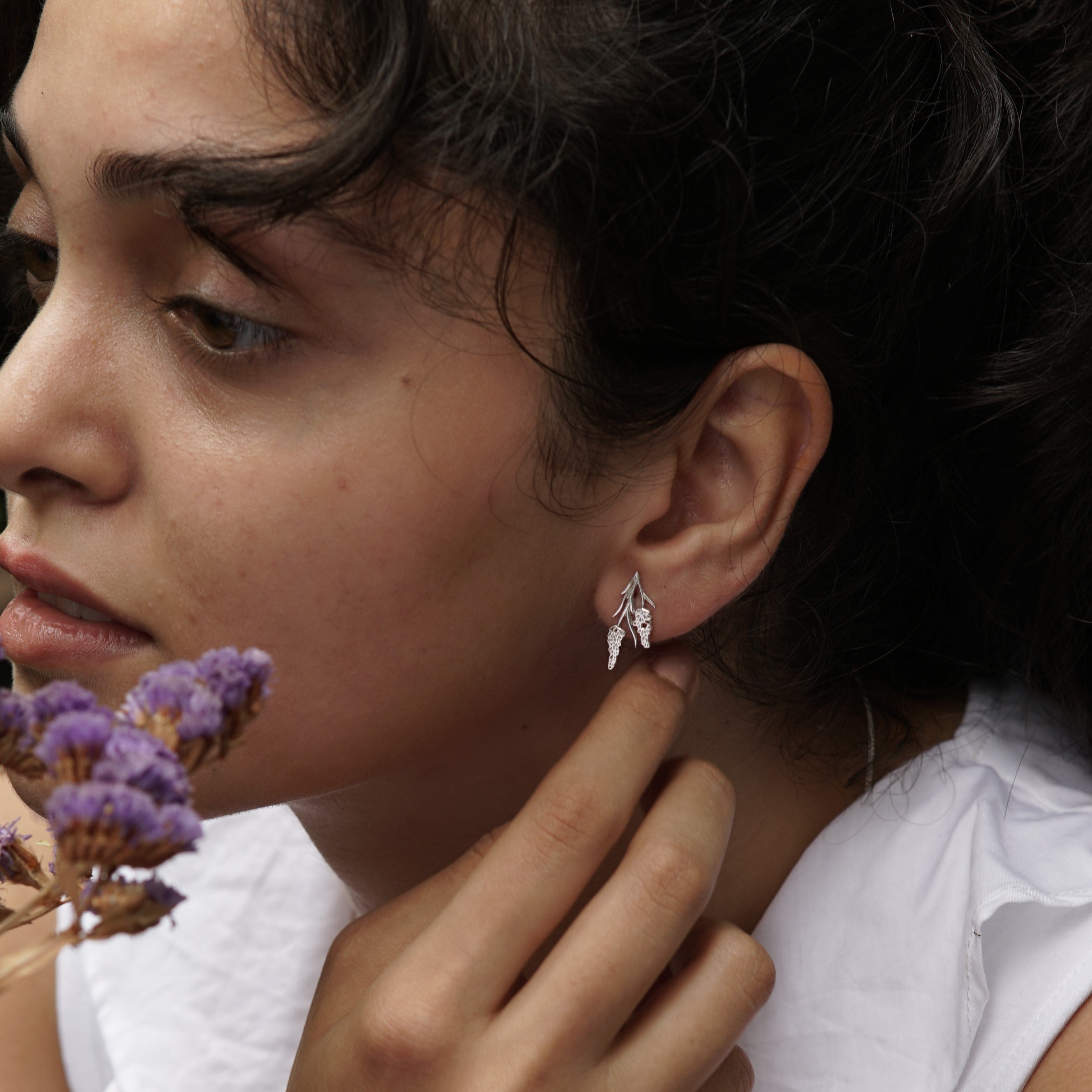 Lavender Silver Earring