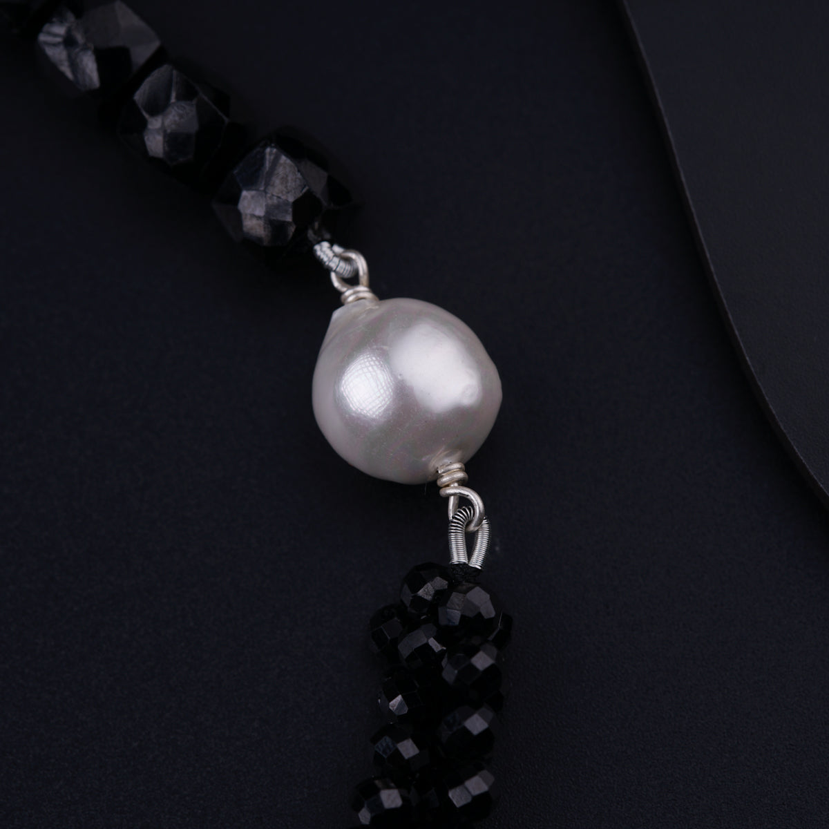 Yin Yang: Silver Necklace with Black Spinel and Pearl