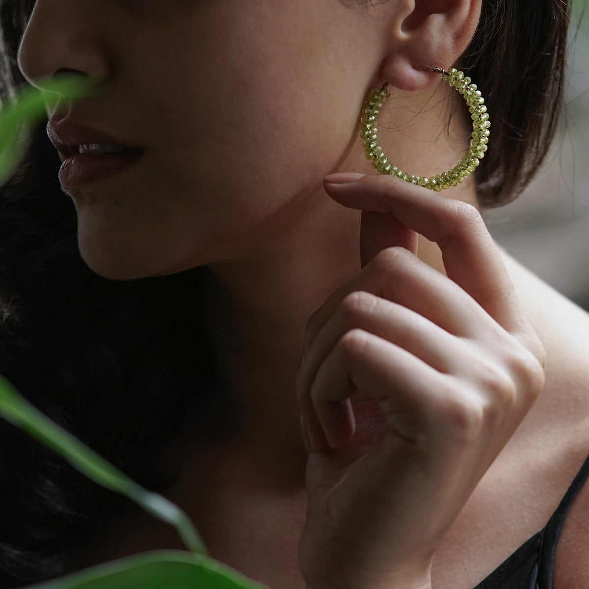 Silver Peridot Hoops