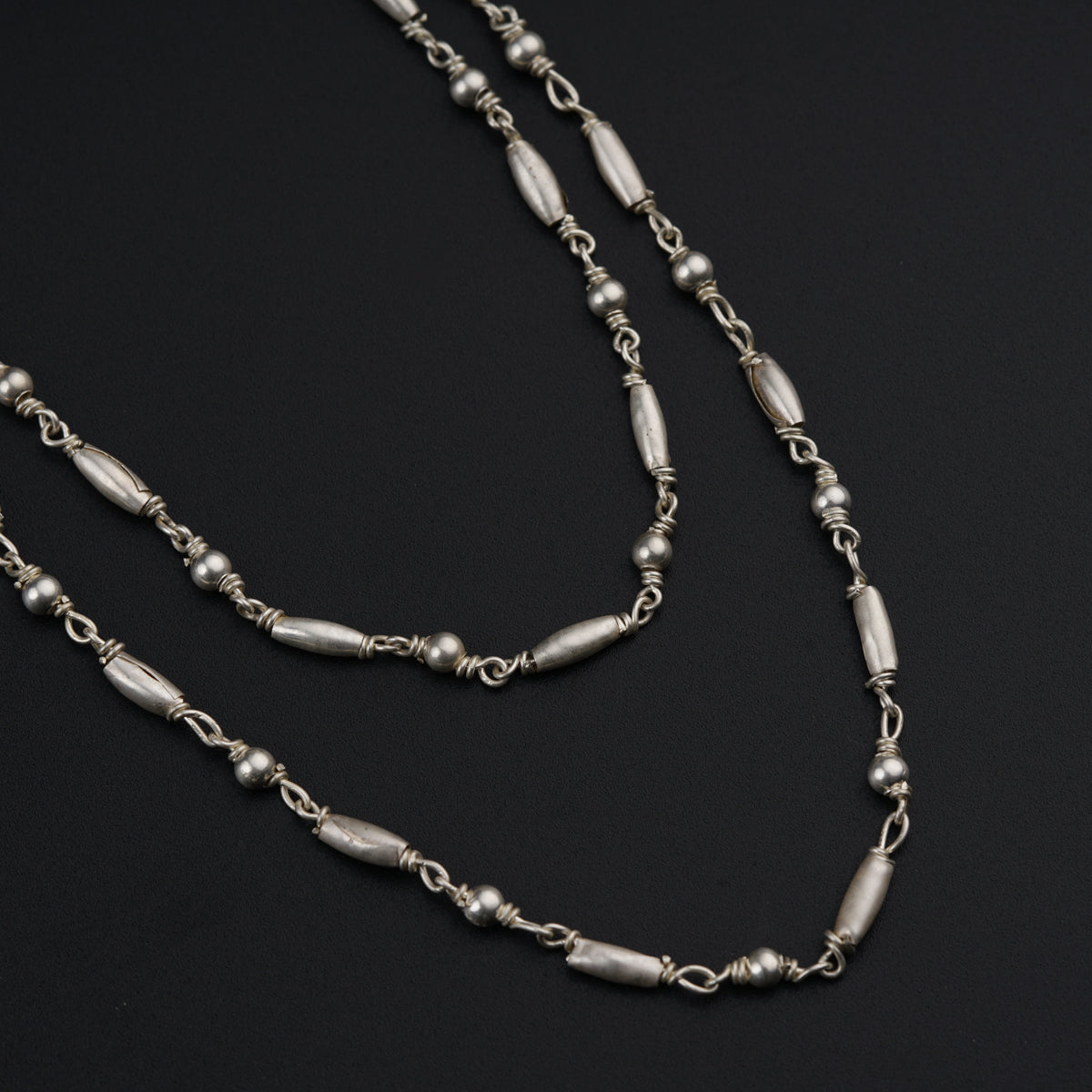 Double Layered Silver Bead Necklace