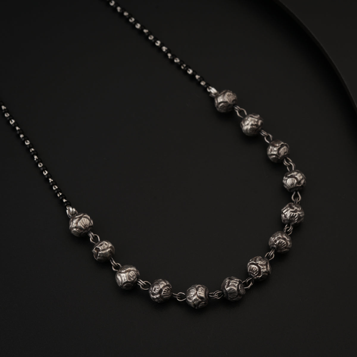 Silver Bead String Mangalsutra: Long