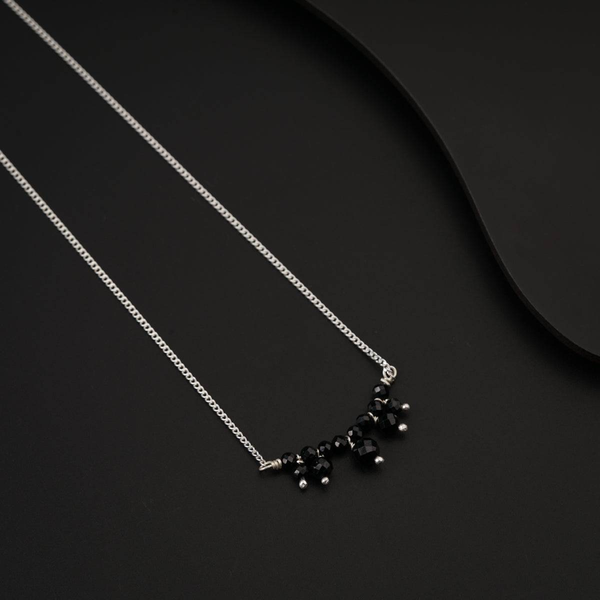 Black Spinel Silver Chain Mangalsutra