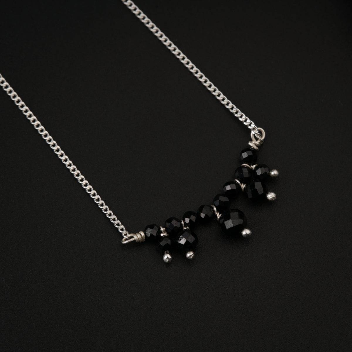 Black Spinel Silver Chain Mangalsutra