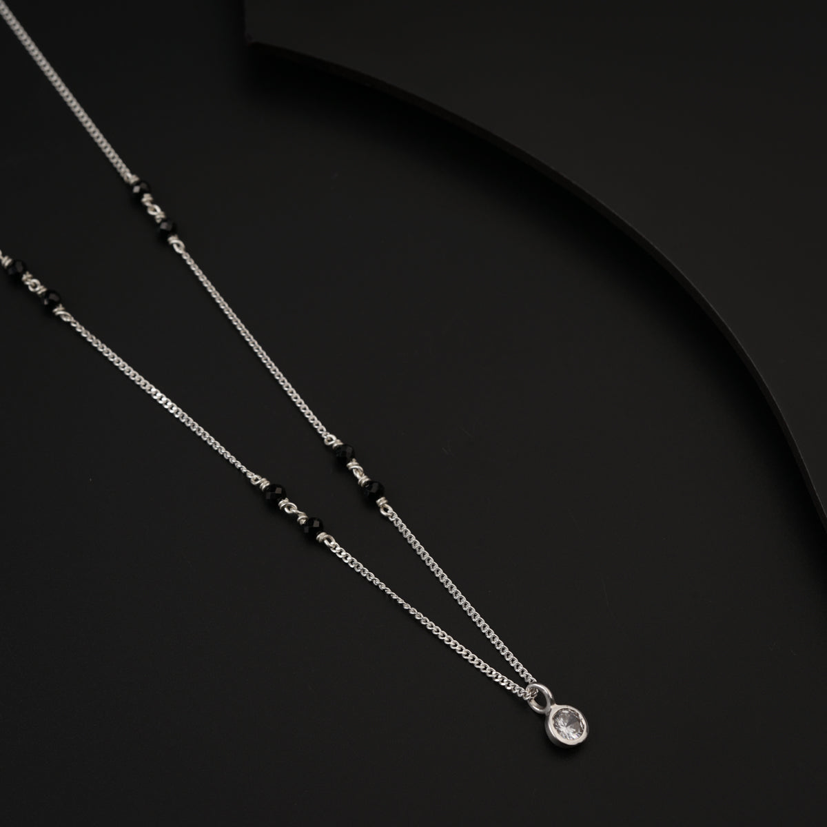 Silver Chain Mangalsutra with CZ Stone