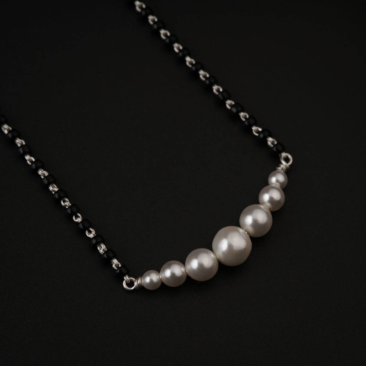 Minimal Pearls Silver Mangalsutra