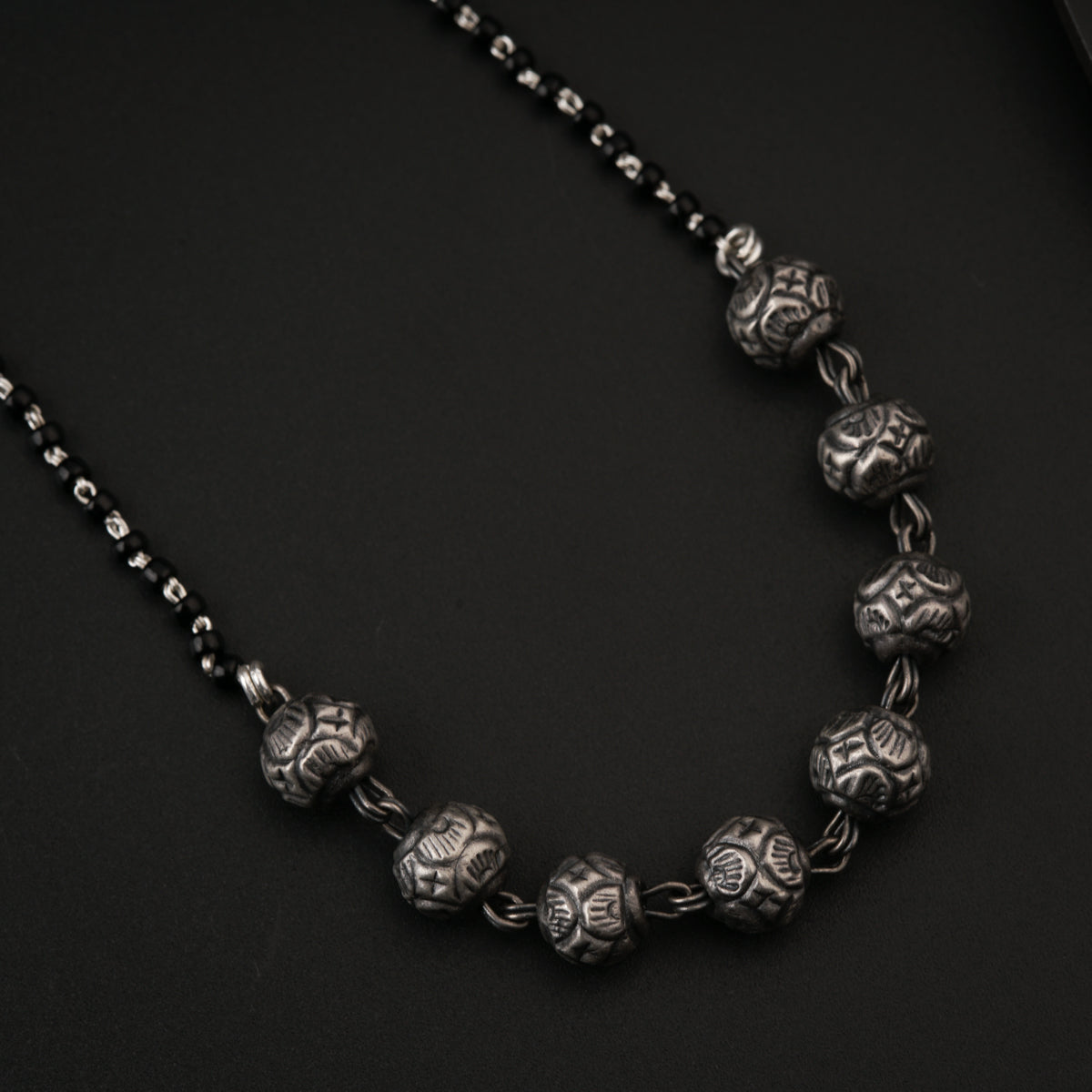 Silver Bead String Mangalsutra: Short