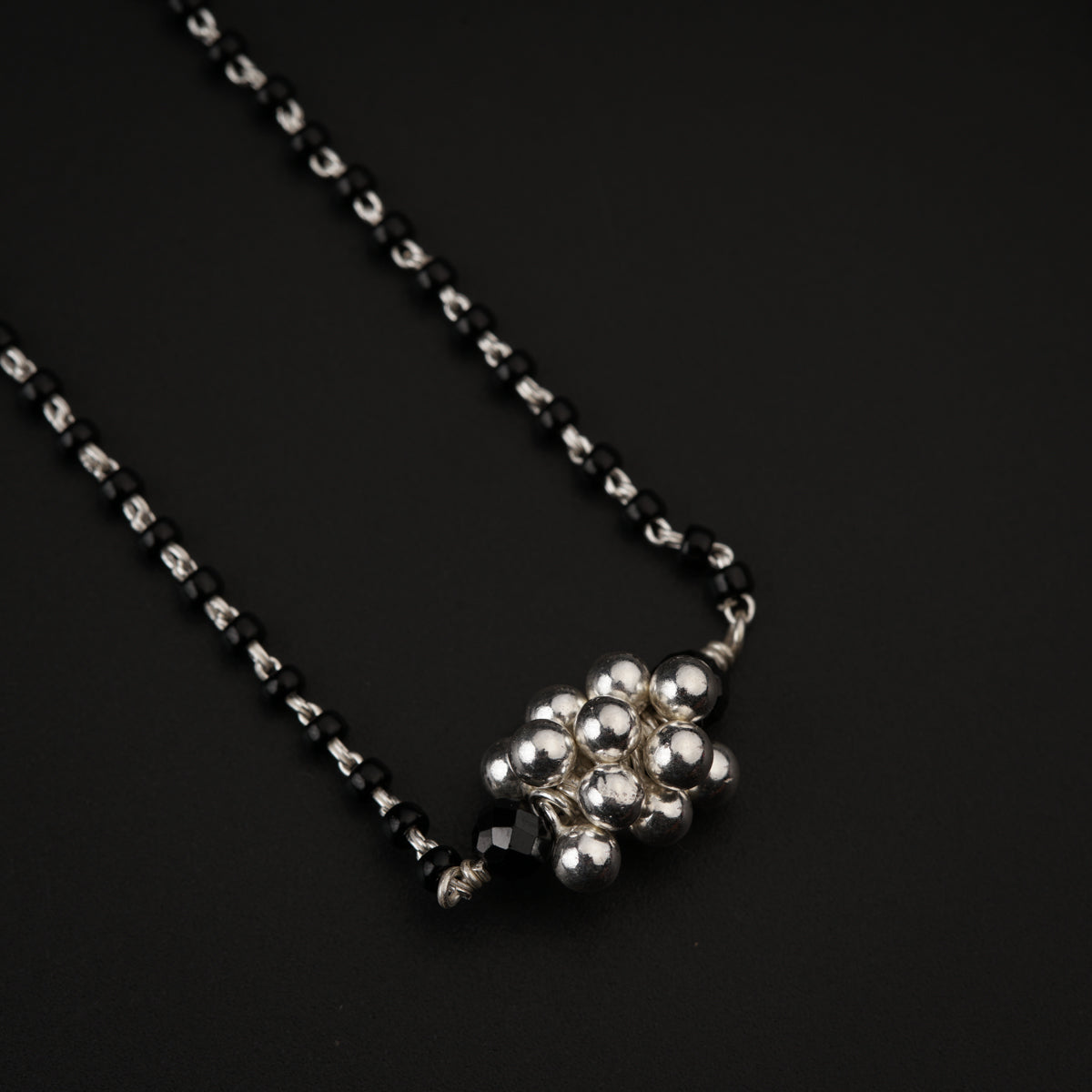 Silver Bead Black Spinel Chain Mangalsutra