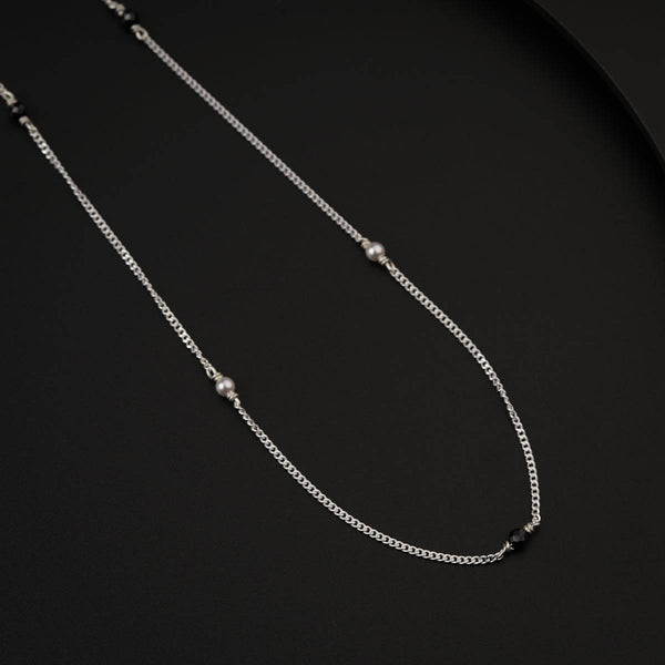 Silver Chain Mangalsutra with Pearls and Black Spinel