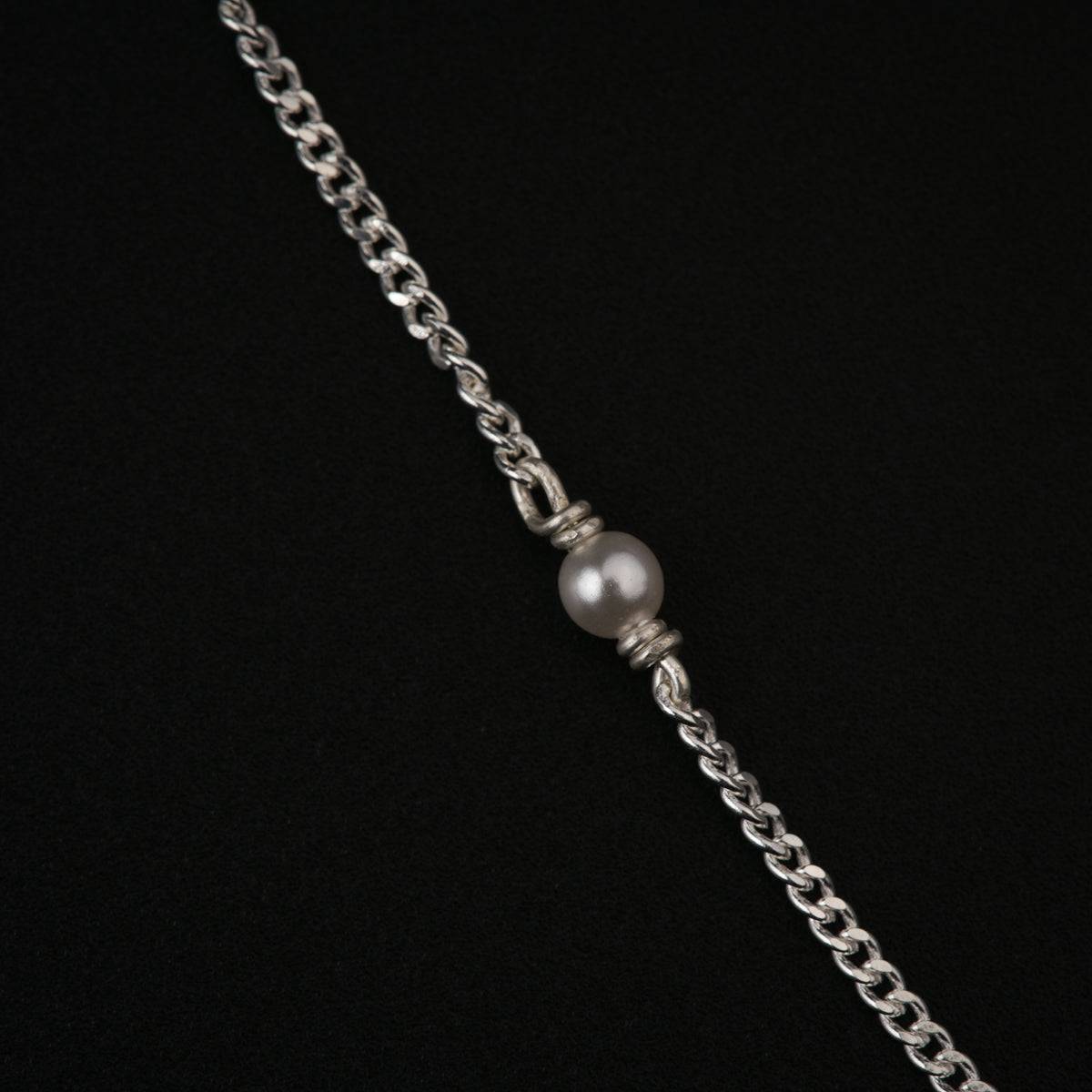 Silver Chain Mangalsutra with Pearls and Black Spinel