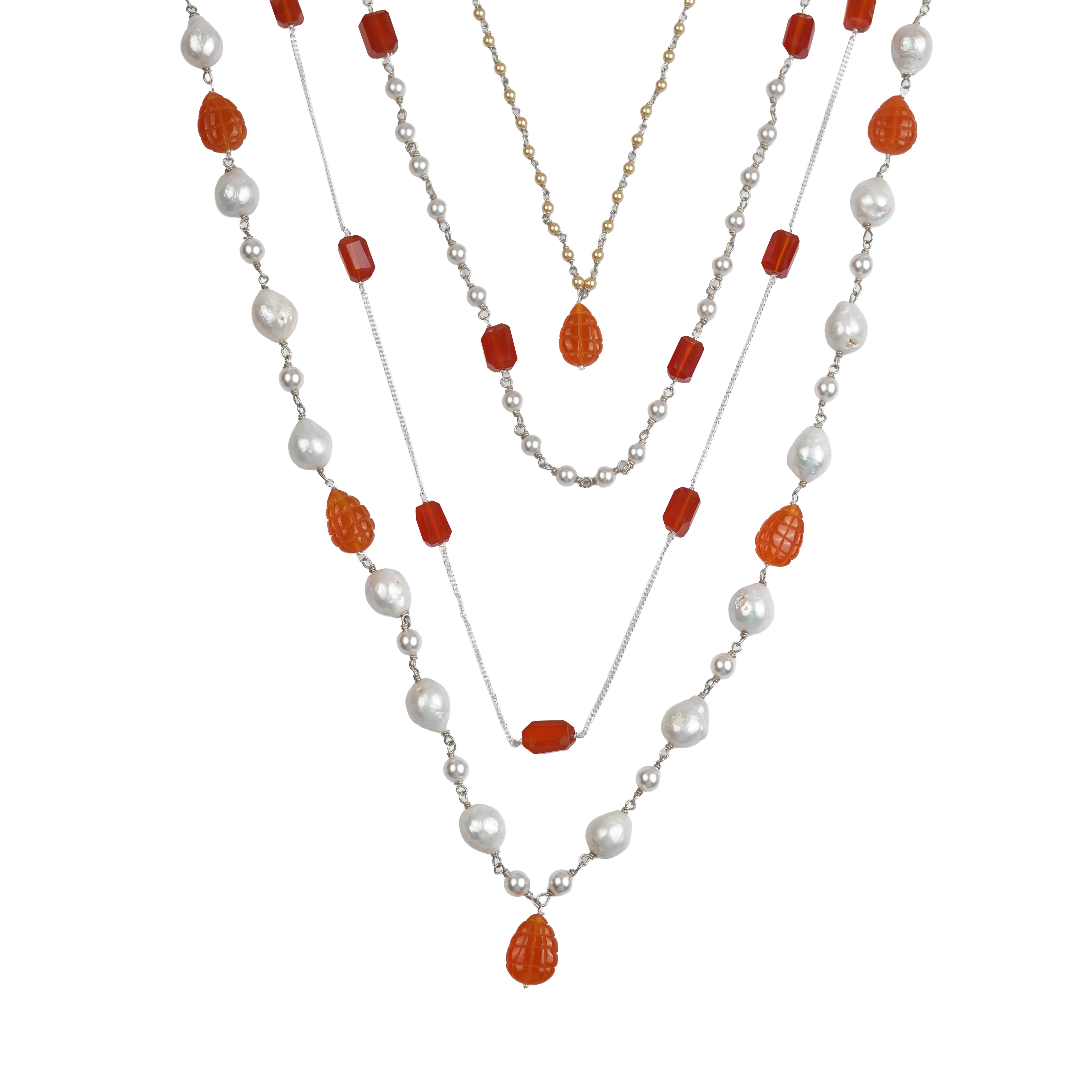 Luxe Necklace – Carnelian & Baroque Pearls