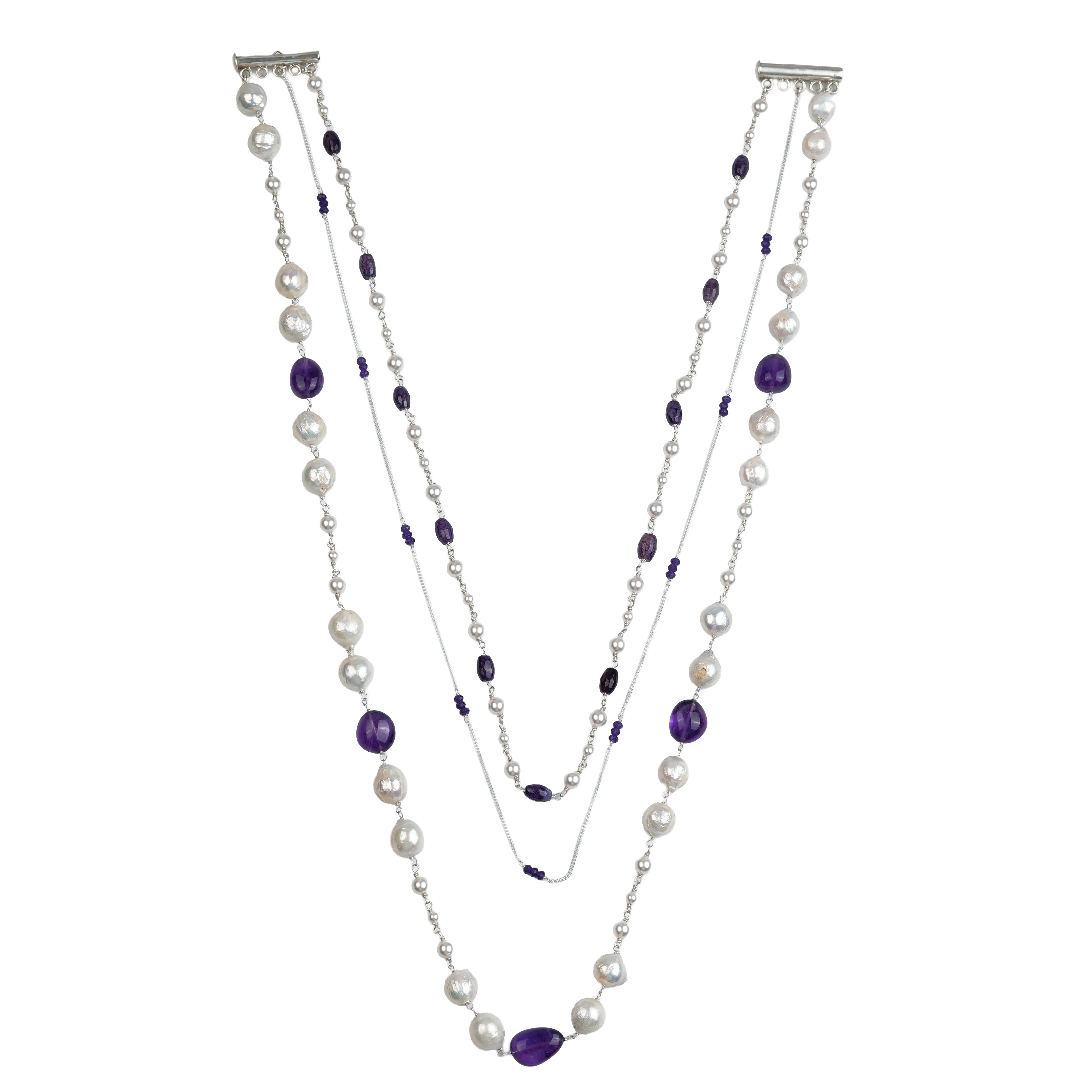 Luxe Necklace – Amethyst & Freshwater Pearls