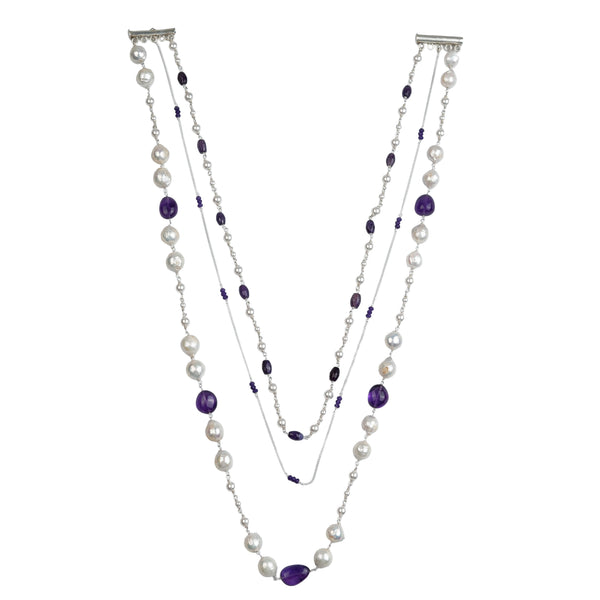 Luxe Necklace – Amethyst & Freshwater Pearls