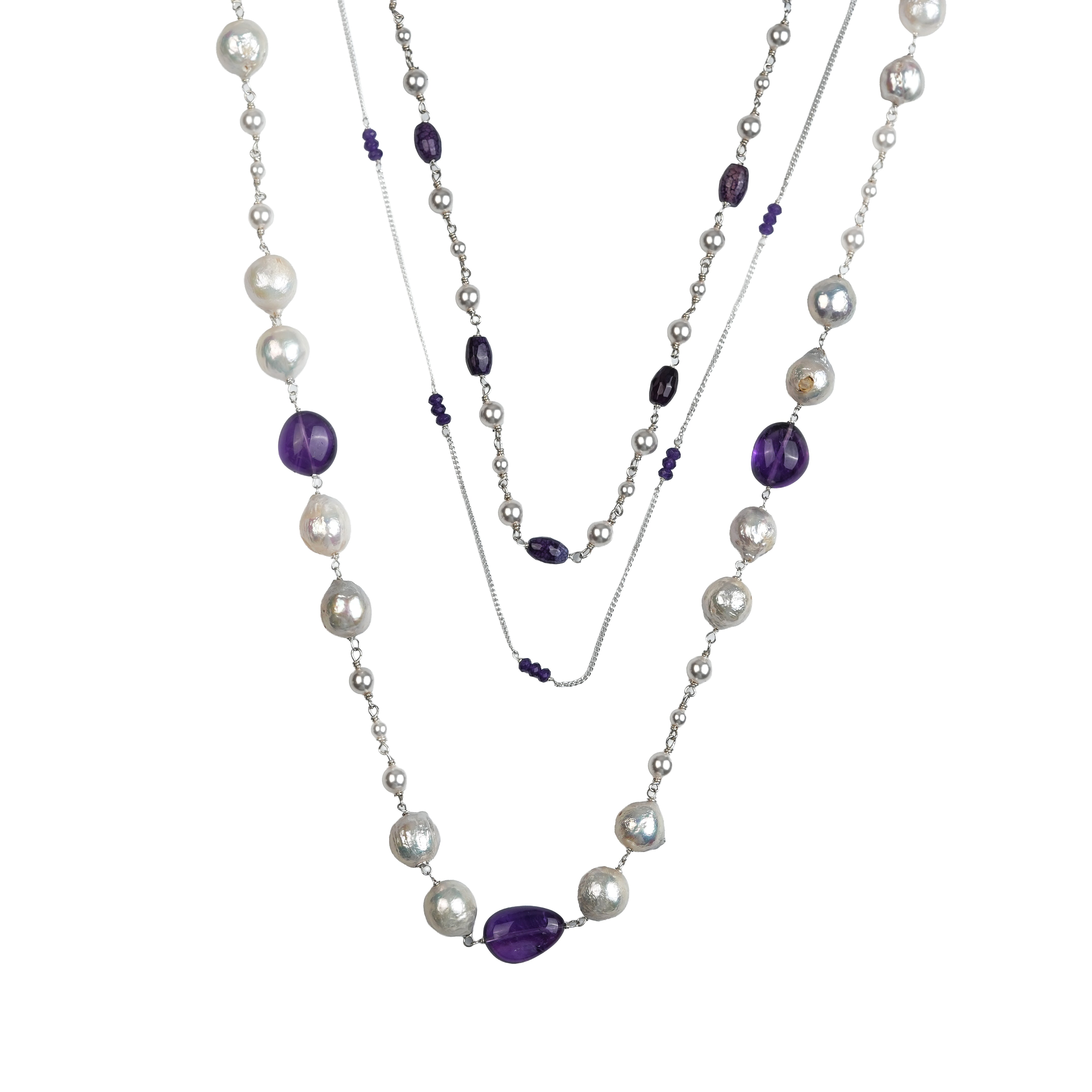 Luxe Necklace – Amethyst & Freshwater Pearls