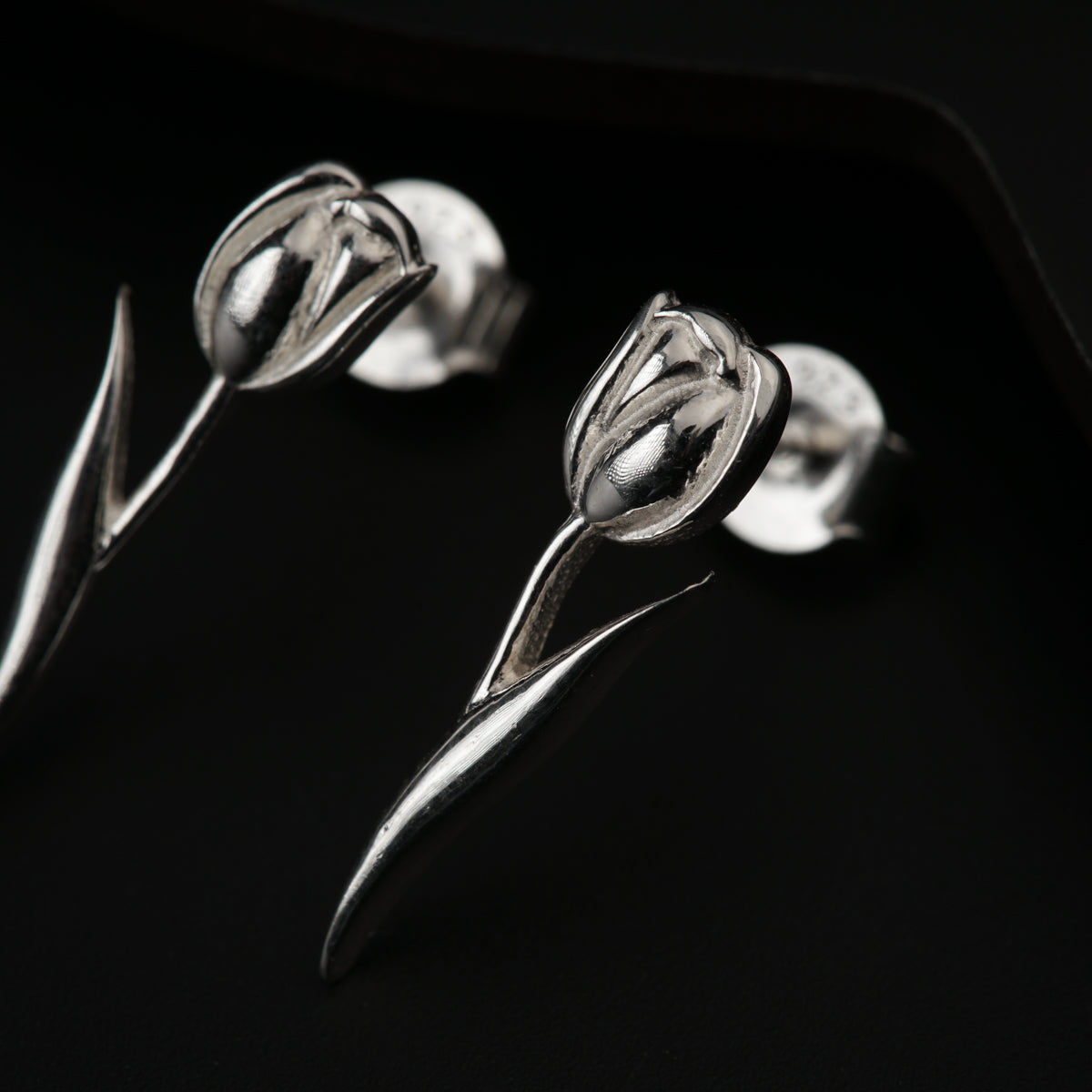 Silver Single Tulip Earring