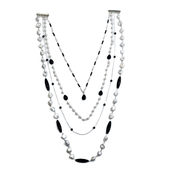 Luxe Necklace – Black Spinel & Baroque Pearls