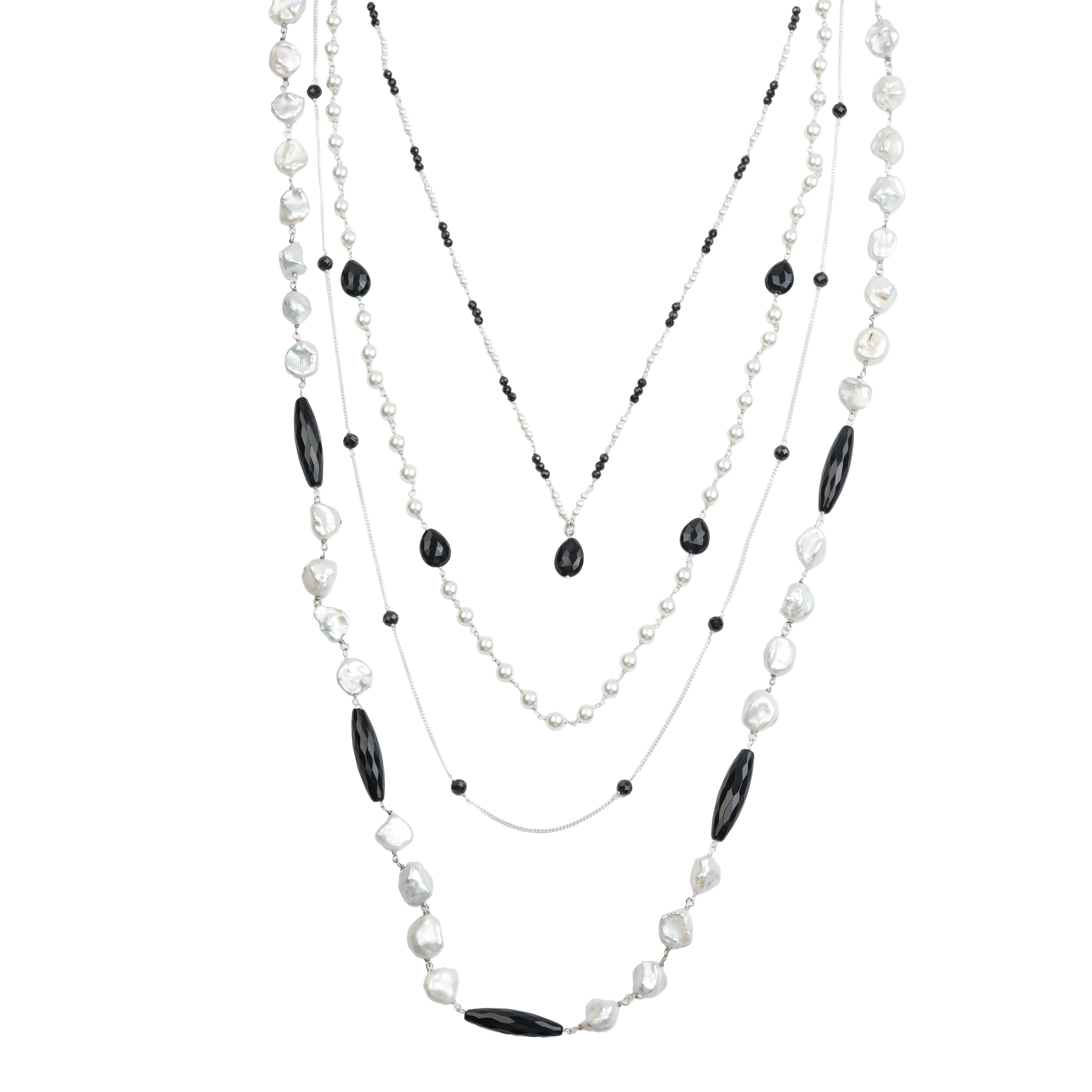 Luxe Necklace – Black Spinel & Baroque Pearls
